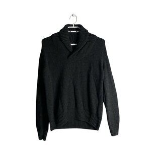 Zara Man Charcoal Gray Shawl Collar Knit Sweater